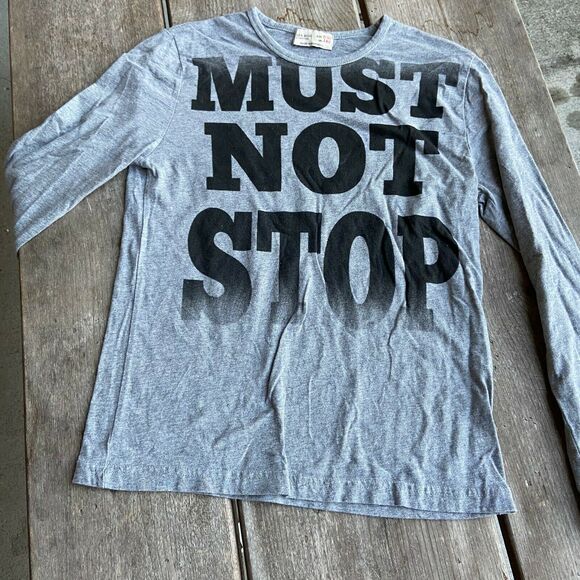 ZARA Boys Shirt Size 9 10 140 Must‎ Not Stop Long Sleeve Tee T-Shirt Gray Black - Picture 5 of 8